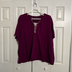Catherines Deep Purple Blouse with Embellished Neckline